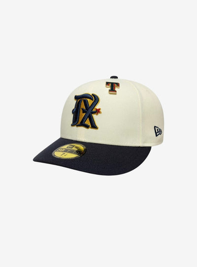 New Era Texas Rangers MLB Pin Cream & Navy 59FIFTY Fitted Cap