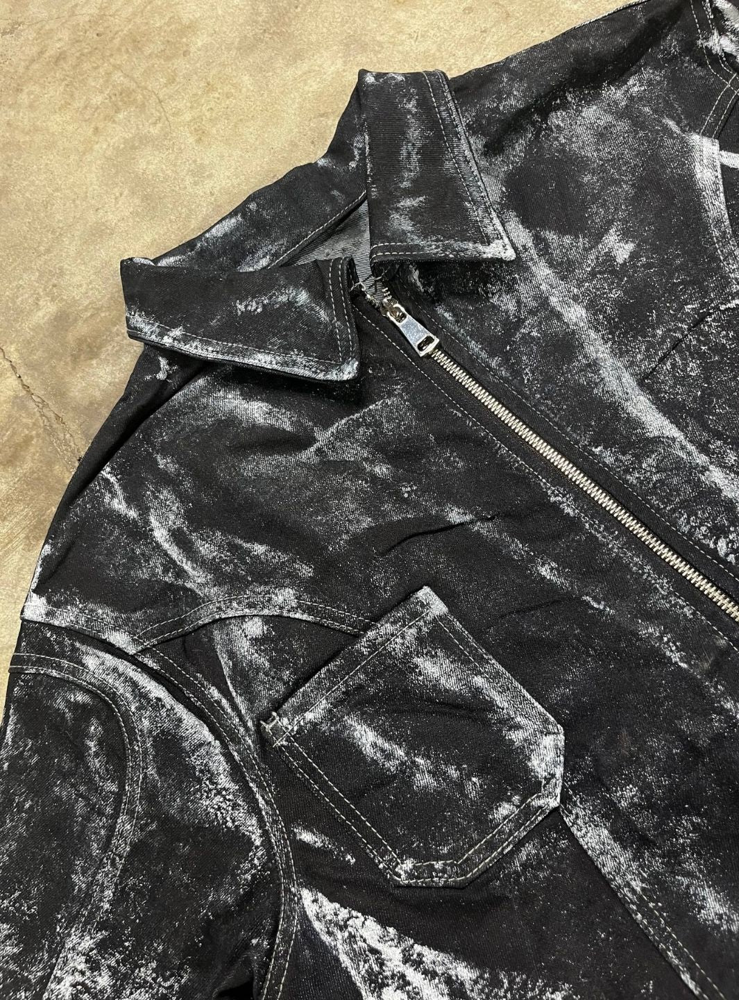 Artexplora House Painter Custom Raw Denim Jacket Jeans Black