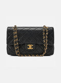 Chanel Lambskin Matelasse Double Flap 25cm Chain Shoulder Black Gold-Tone Hardware Pre-Owned