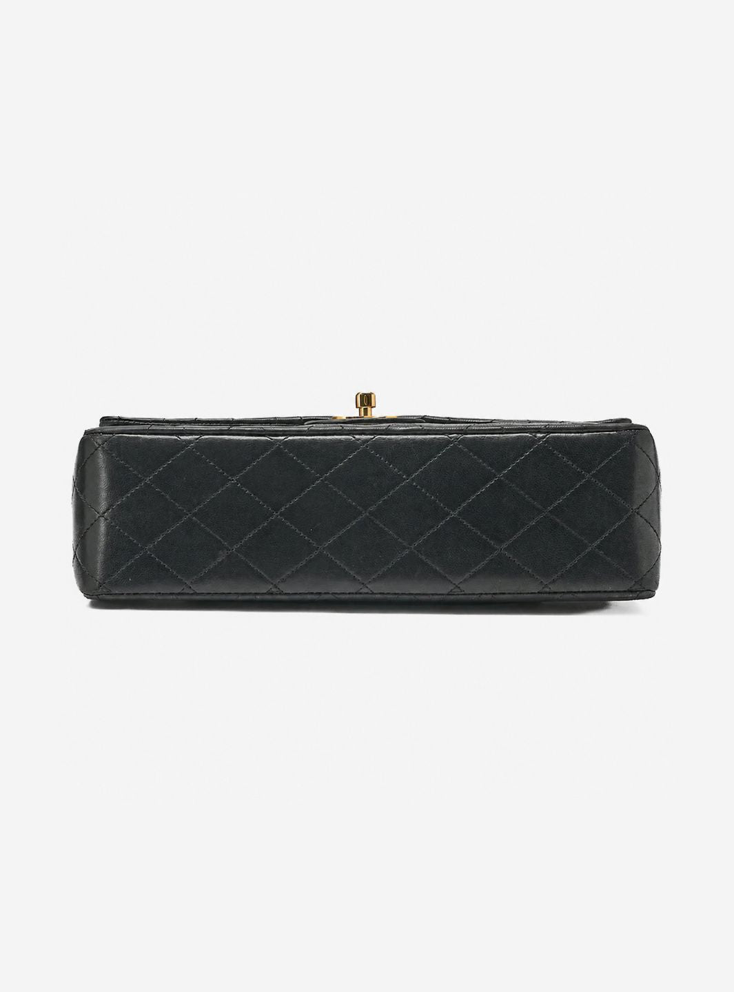 Chanel Lambskin Matelasse Double Flap 25cm Chain Shoulder Black Gold-Tone Hardware Pre-Owned