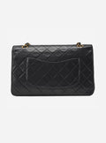 Chanel Lambskin Matelasse Double Flap 25cm Chain Shoulder Black Gold-Tone Hardware Pre-Owned