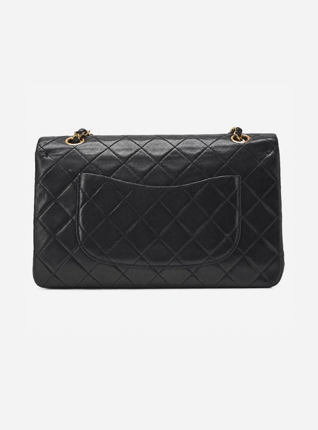 Chanel Lambskin Matelasse Double Flap 25cm Chain Shoulder Black Gold-Tone Hardware Pre-Owned