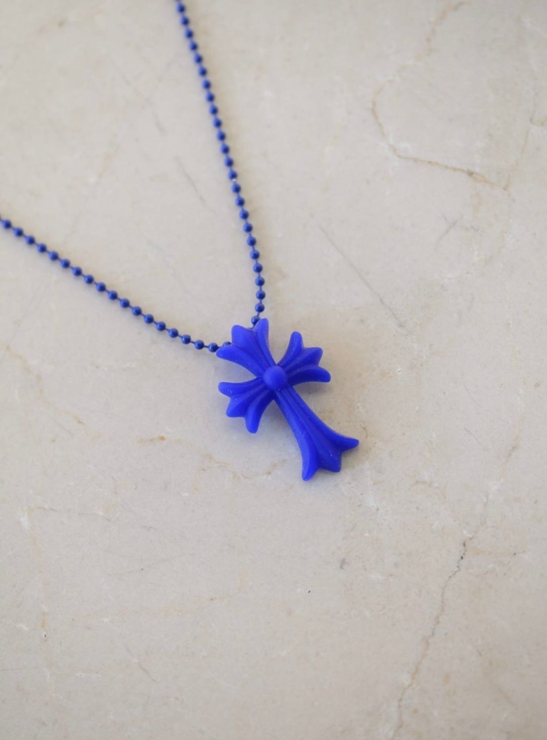 Chrome Hearts Cross Silicon Ball Chain Blue