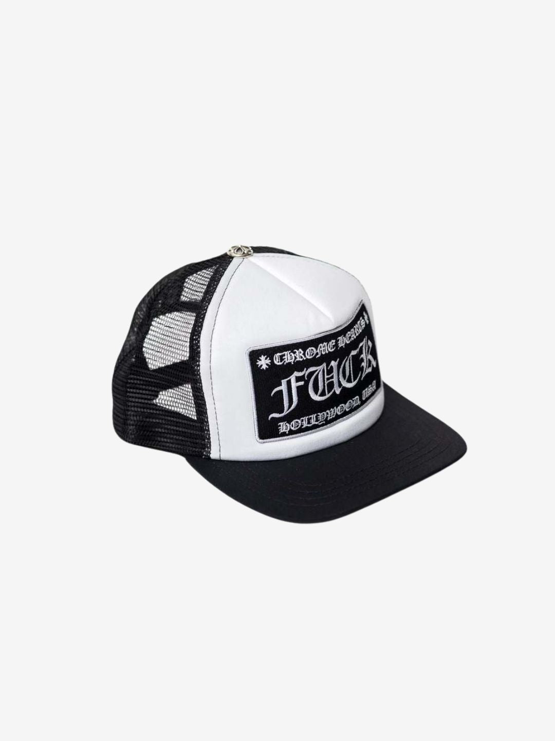 Chrome Hearts FUCK Hollywood Trucker Hat Black/White