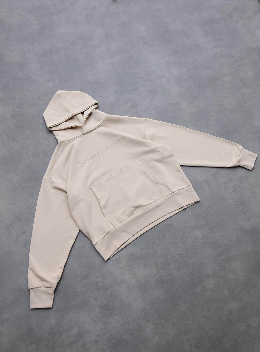 Garment Workshop Single Layer Lettering Hoodie Sand