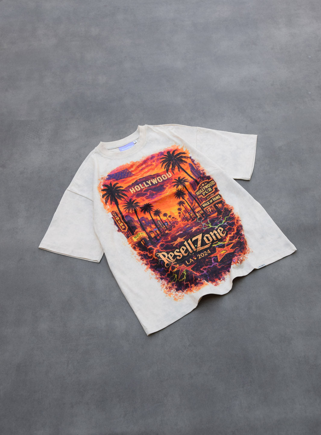 ResellZone Los Angeles Sunset Riot T-Shirt Washed Beige