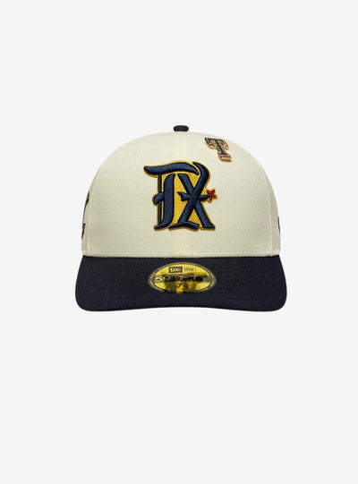 New Era Texas Rangers MLB Pin Cream & Navy 59FIFTY Fitted Cap