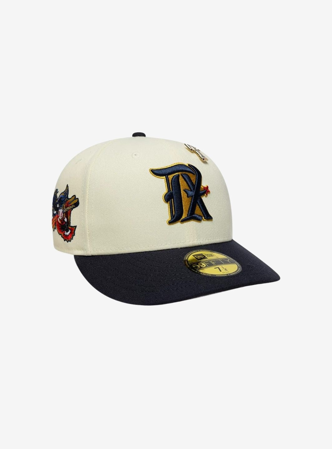 New Era Texas Rangers MLB Pin Cream & Navy 59FIFTY Fitted Cap