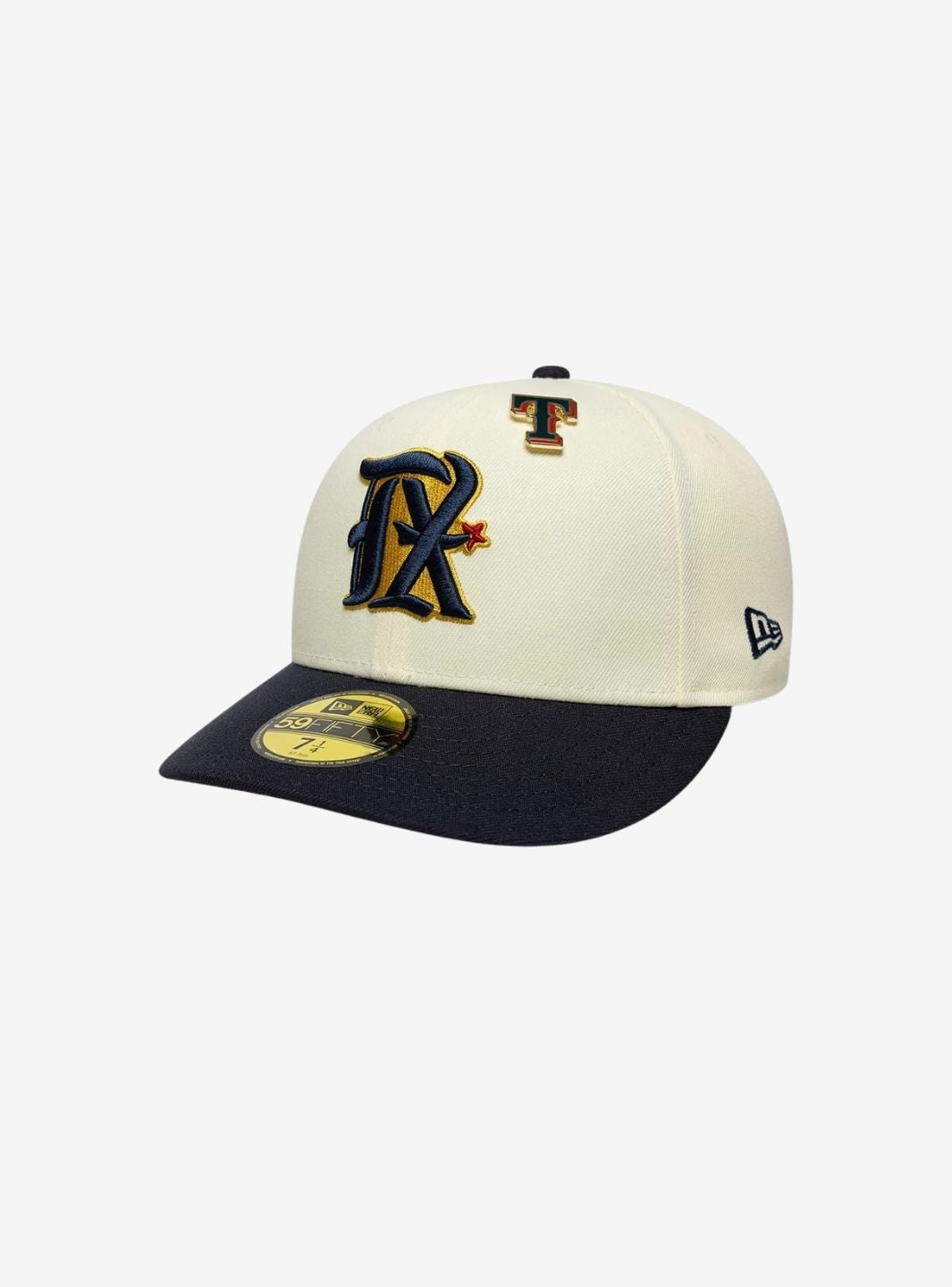 New Era Texas Rangers MLB Pin Cream & Navy 59FIFTY Fitted Cap
