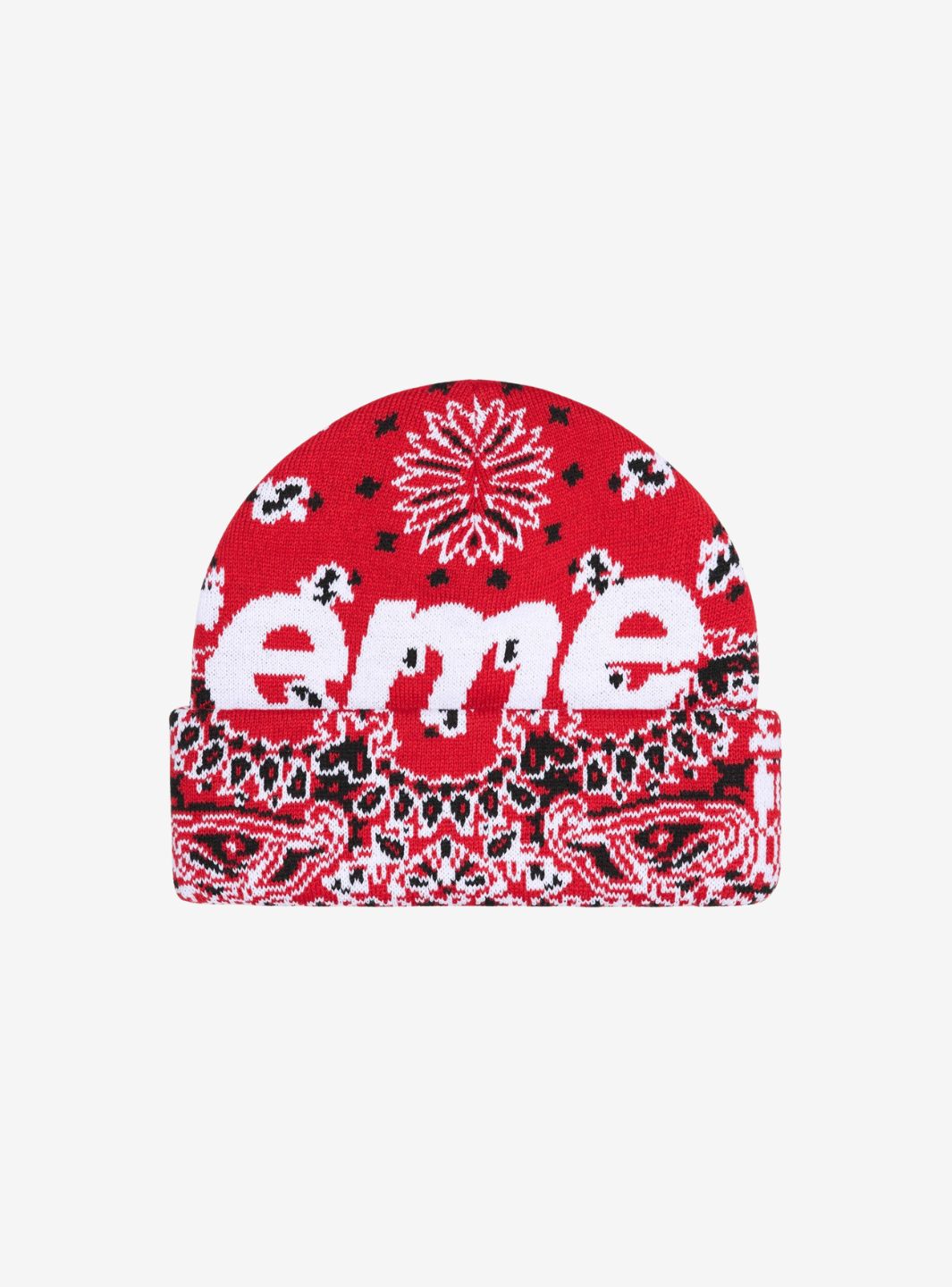 Supreme Bandana Big Logo Beanie Red