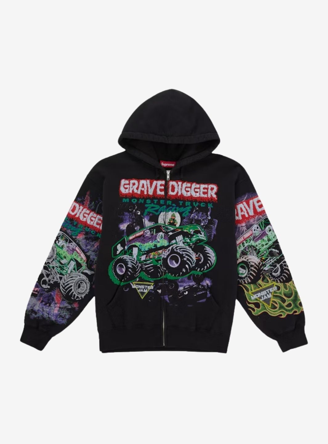 Supreme Grave Digger Zip Up Hooded Sweatshirt Black