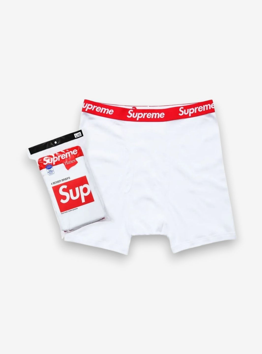 Supreme Hanes Boxer Briefs White Pack of 1