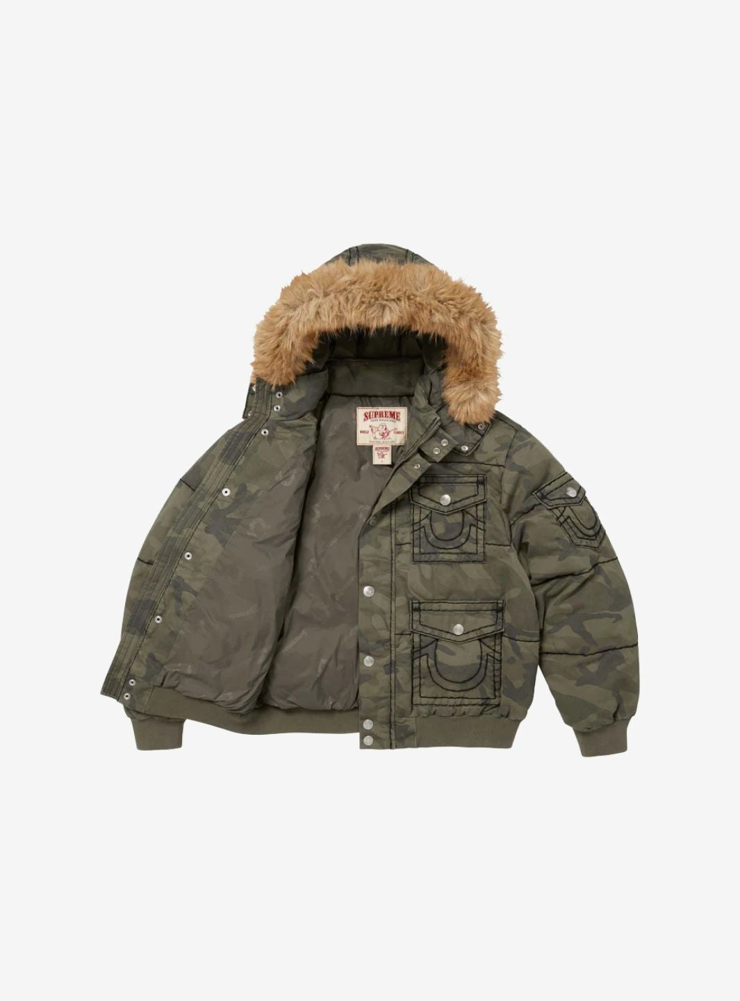Supreme True Religion Puffer Jacket Olive Camo