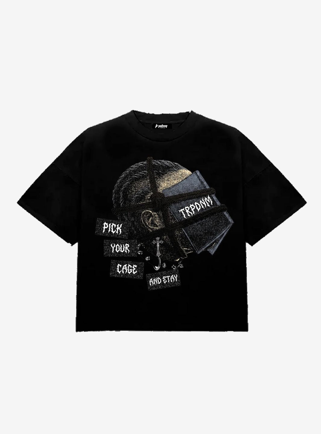 Trap Denim Book Cage Boxy Black T-Shirt