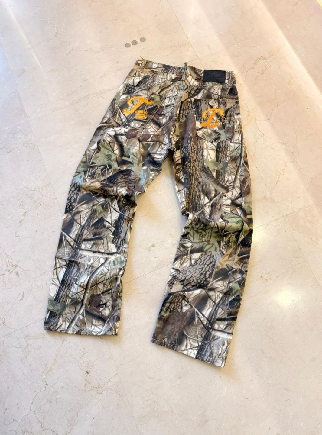 Trap Denim Embroidered Real Tree Baggy Jeans