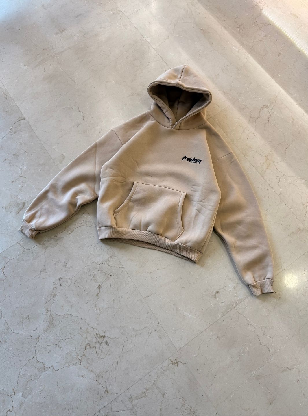 Trap Denim Hoodie Beige