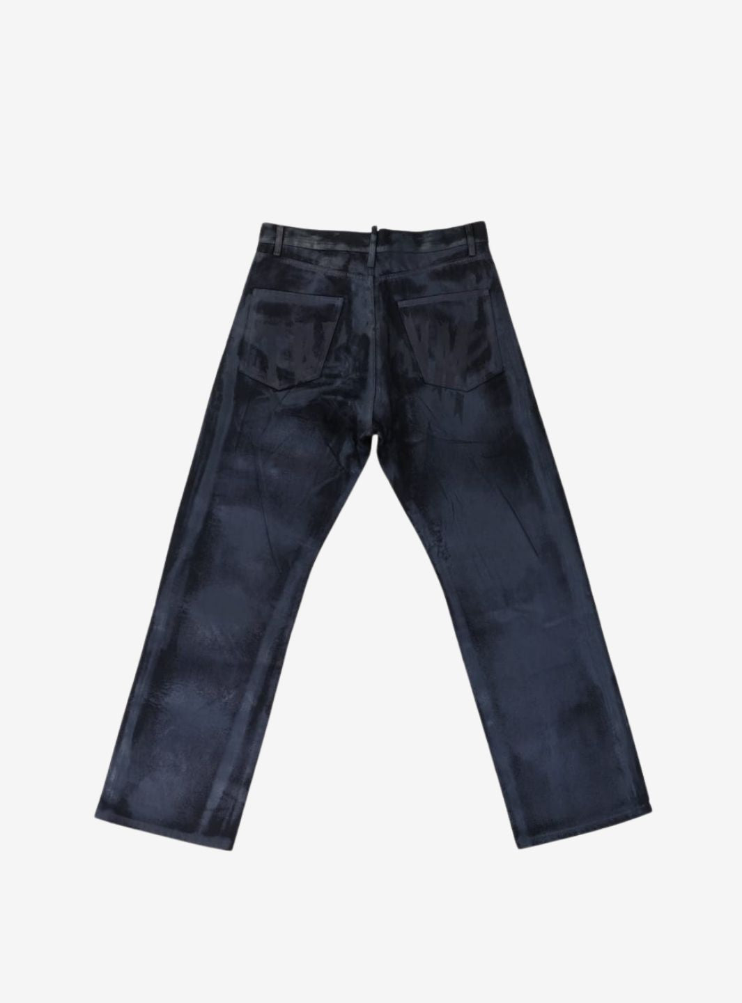 Trap Denim Print Waxed Baggy Jeans Black