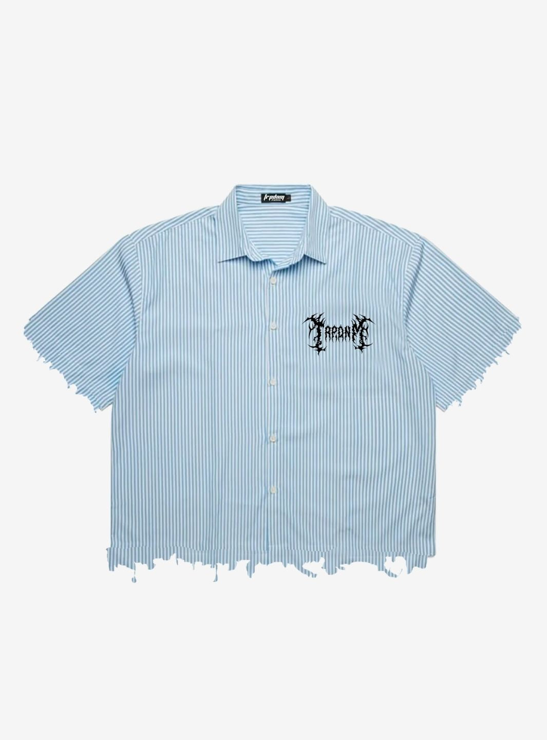 Trap Denim Ripped Stripes Shirt